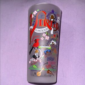 Catstudio Virginia Themed Frosted Glass Tumbler 15 Ounce